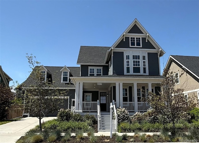 6023 Chester Way, Denver, CO 80238 - view of front of home featuring covered porch and a shingled roof