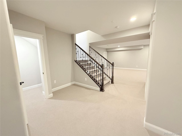 6023 Chester Way, Denver, CO 80238 - stairway with carpet floors, baseboards, and recessed lighting