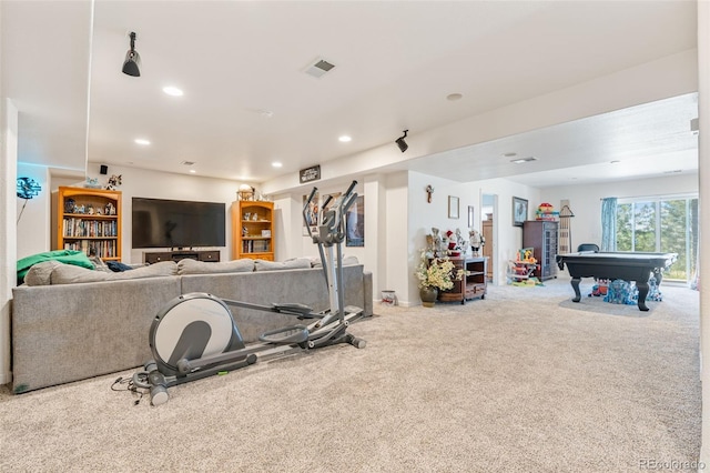 24022 E Jamison Dr, Aurora, CO 80016 - exercise room with billiards, carpet, and recessed lighting