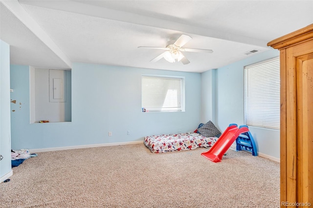 24022 E Jamison Dr, Aurora, CO 80016 - bedroom with carpet flooring, baseboards, and a ceiling fan
