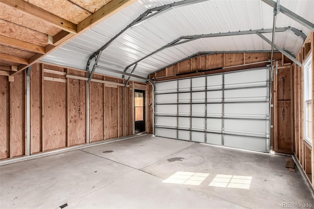 garage with metal wall