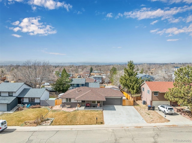 bird's eye view featuring a residential view