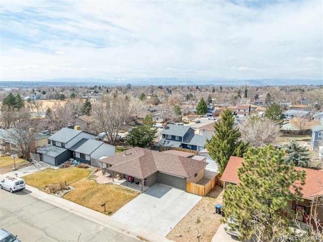 birds eye view of property with a residential view