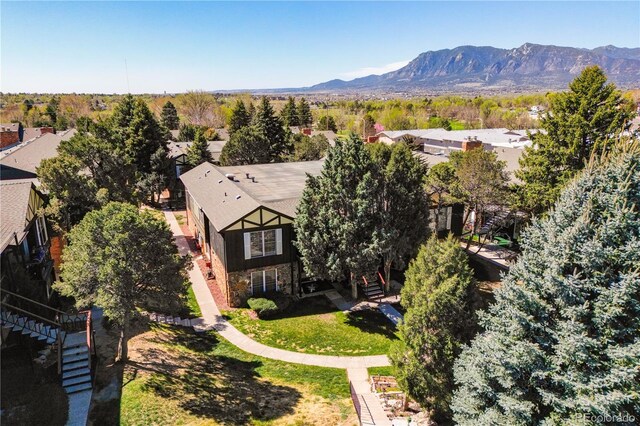 drone / aerial view with a mountain view
