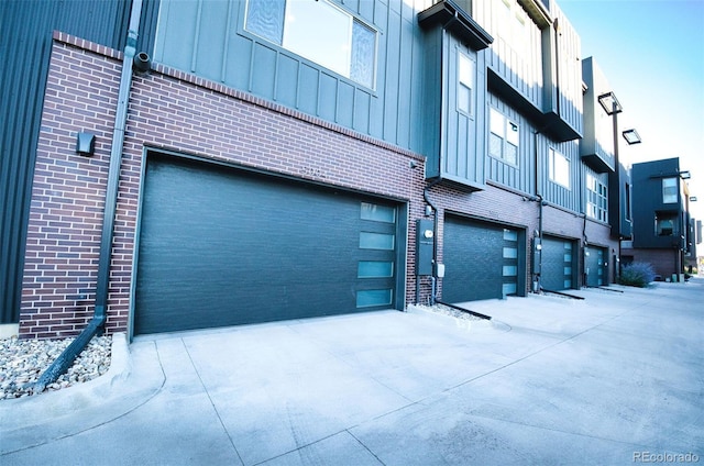 exterior space featuring a garage