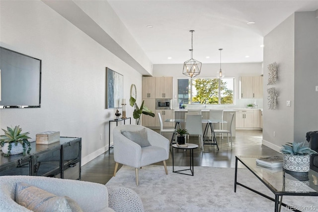 living room featuring sink