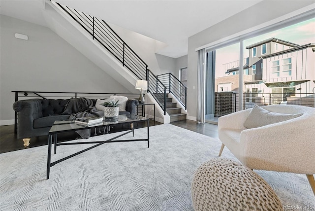 living room with hardwood / wood-style flooring