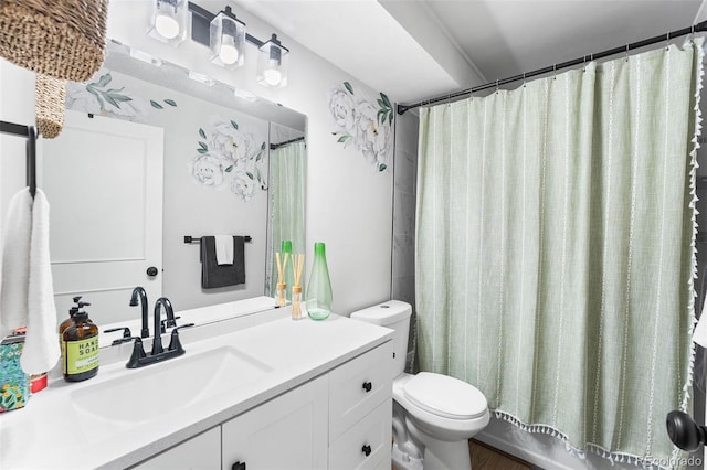 495 S Dayton St Unit 1C, Denver, CO 80247 - full bath with toilet, shower / bath combo, wood finished floors, and vanity
