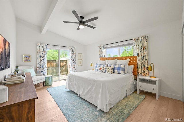5200 W Rowland Ave, Littleton, CO 80128 - bedroom featuring access to exterior, light wood-style flooring, ceiling fan, and baseboards