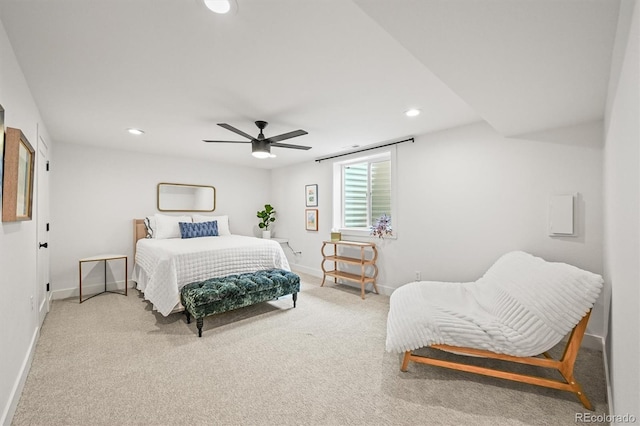 5200 W Rowland Ave, Littleton, CO 80128 - bedroom with recessed lighting, baseboards, carpet floors, and a ceiling fan