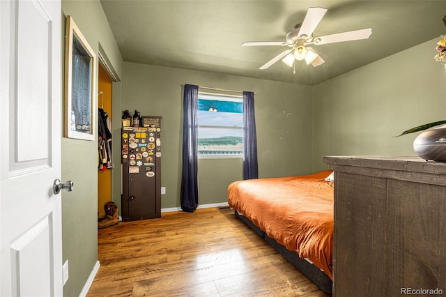 406 High Pasture Rd, Florissant, CO 80816 - bedroom featuring wood finished floors and ceiling fan