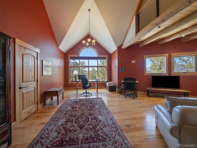 29548 Sunset Trl, Pine, CO 80470 - office space with vaulted ceiling and hardwood / wood-style flooring