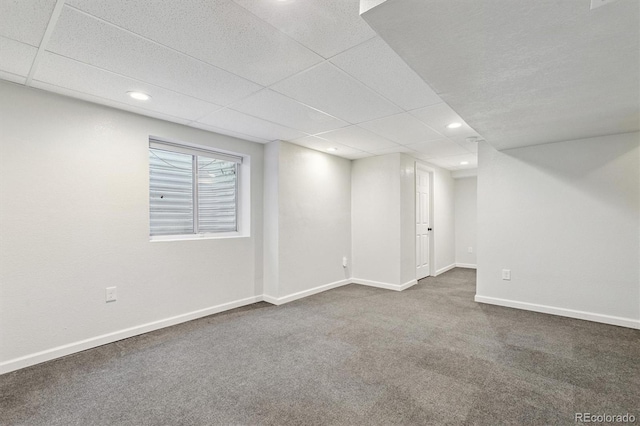 4947 S Espana Way, Centennial, CO 80015 - basement featuring dark carpet, recessed lighting, and a paneled ceiling