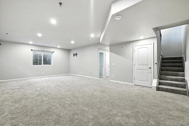 8205 Birch Tree Loop, Colorado Springs, CO 80927 - finished basement with carpet, recessed lighting, and stairs