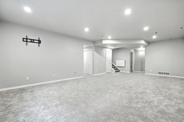 8205 Birch Tree Loop, Colorado Springs, CO 80927 - finished below grade area featuring recessed lighting, carpet, and stairs