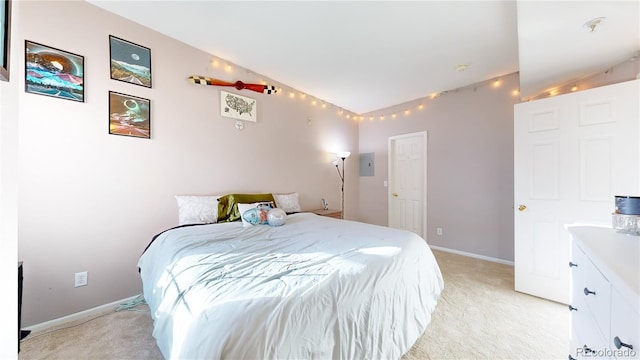 carpeted bedroom with electric panel