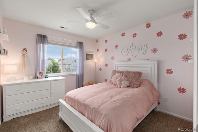 10245 Nottingham Dr, Parker, CO 80134 - bedroom featuring dark carpet and ceiling fan