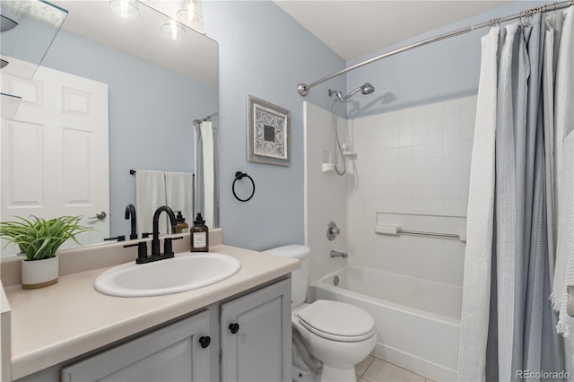10245 Nottingham Dr, Parker, CO 80134 - bathroom with shower / bath combo, vanity, and tile patterned flooring