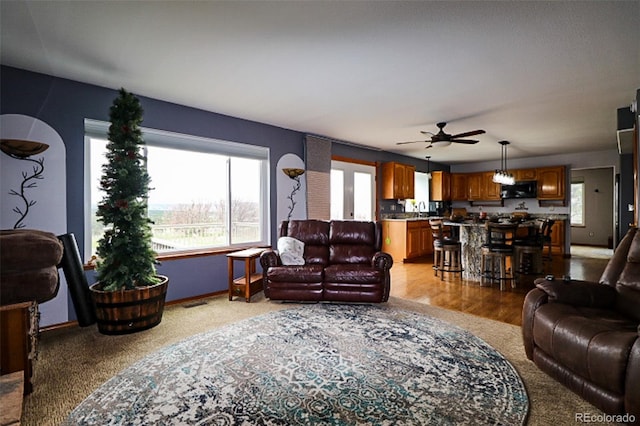 3530 Doolittle Rd, Monument, CO 80132 - living room featuring a ceiling fan and baseboards