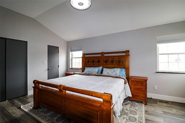 3530 Doolittle Rd, Monument, CO 80132 - bedroom featuring vaulted ceiling, wood finished floors, and baseboards