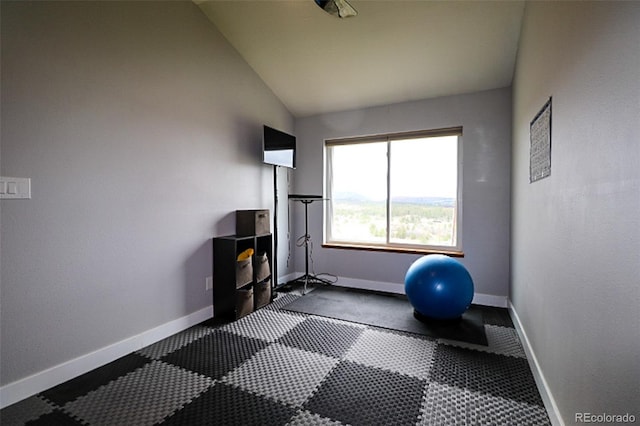 3530 Doolittle Rd, Monument, CO 80132 - workout area with lofted ceiling and baseboards
