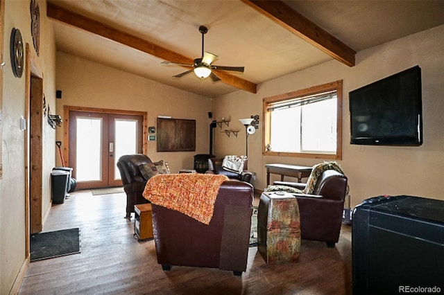 3530 Doolittle Rd, Monument, CO 80132 - living room featuring plenty of natural light, ceiling fan, french doors, and wood finished floors