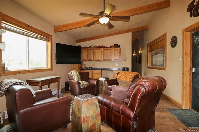 3530 Doolittle Rd, Monument, CO 80132 - living area with light wood-style floors, ceiling fan, and baseboards