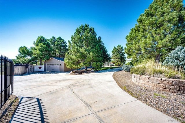 exterior space featuring a garage