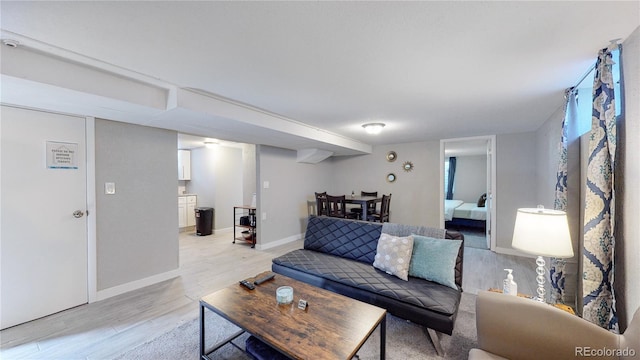 living room featuring light wood-type flooring