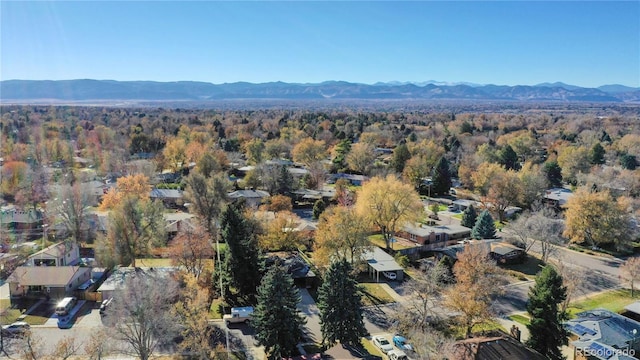 birds eye view of property with a mountain view