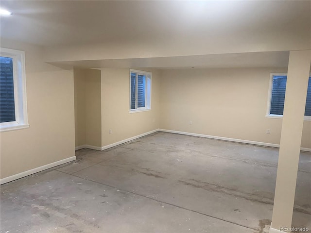 finished basement with baseboards