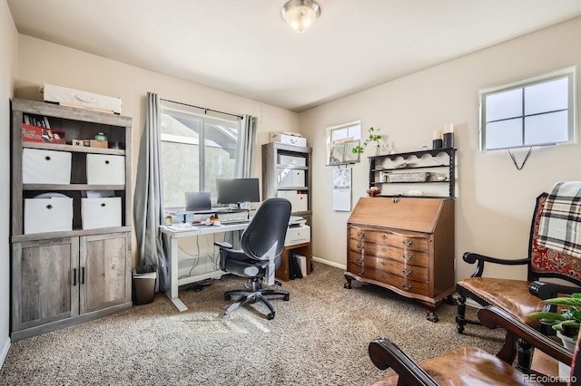 view of carpeted office space