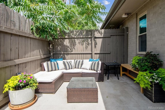 view of patio with an outdoor living space