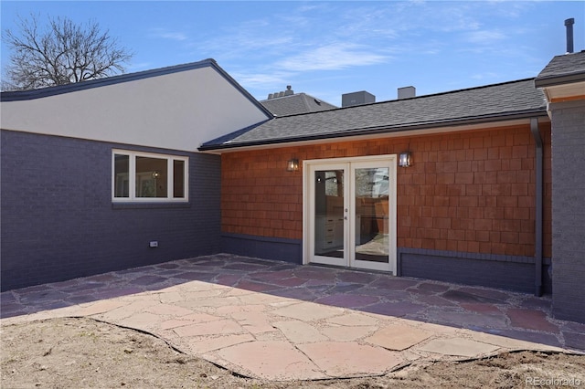 5730 E 19th Ave, Denver, CO 80220 - back of house with french doors, a patio, and roof with shingles