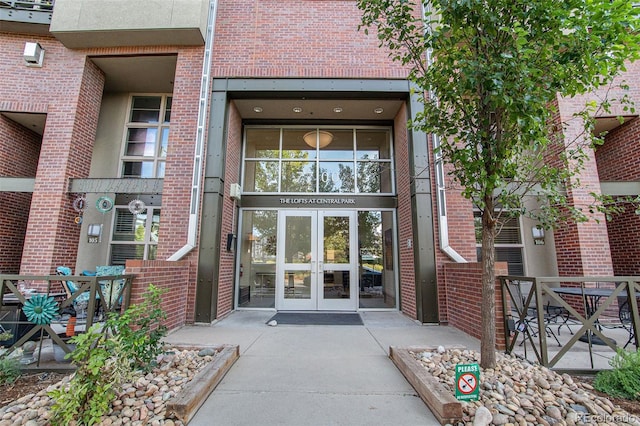 view of exterior entry with french doors