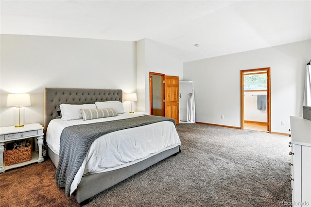 294 Kudu Trl, Bailey, CO 80421 - bedroom featuring carpet flooring, lofted ceiling, and baseboards