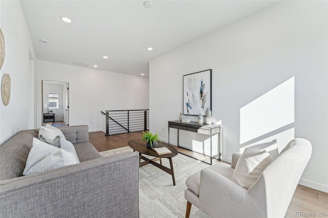 living room featuring light hardwood / wood-style floors