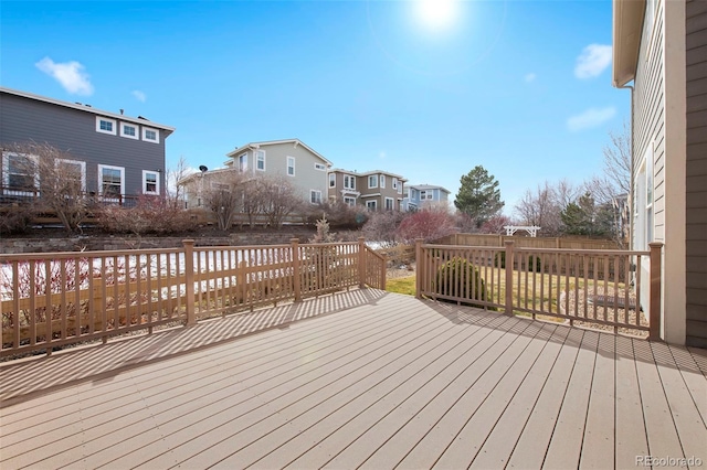 deck with a residential view