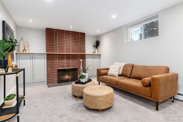 5743 Field St, Arvada, CO 80002 - living area with carpet flooring, recessed lighting, and a fireplace