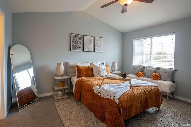 13231 Holly St Unit B, Thornton, CO 80241 - carpeted bedroom featuring vaulted ceiling and ceiling fan