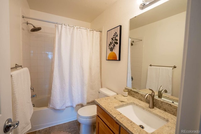 13231 Holly St Unit B, Thornton, CO 80241 - full bathroom featuring vanity, shower / bath combo, and tile patterned floors