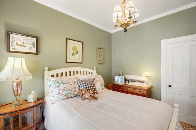 220 E Eaton Ave, Cripple Creek, CO 80813 - bedroom with a chandelier and crown molding