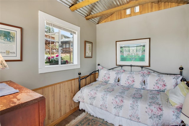 220 E Eaton Ave, Cripple Creek, CO 80813 - bedroom with wainscoting and wood walls