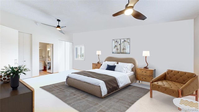 775 S Alton Way Unit 3D, Denver, CO 80247 - bedroom featuring connected bathroom and a ceiling fan