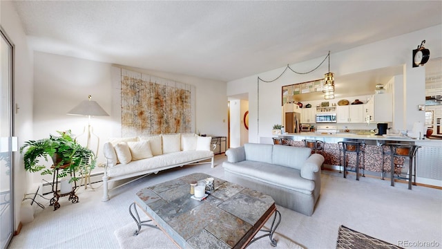 775 S Alton Way Unit 3D, Denver, CO 80247 - living room featuring light colored carpet and baseboard heating
