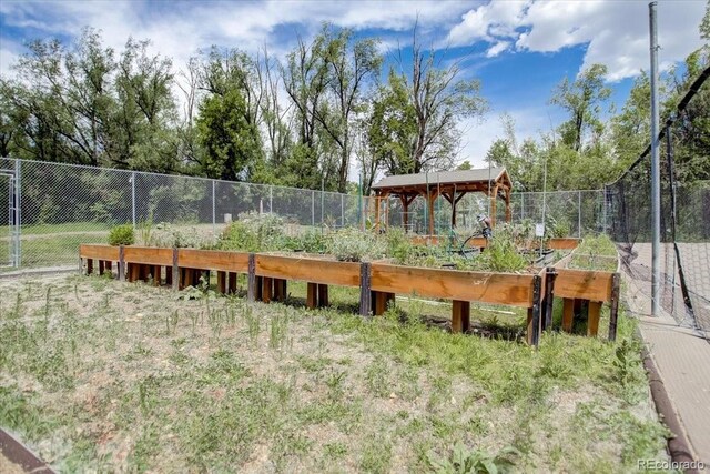 2900 Shadow Creek Dr Unit 201, Boulder, CO 80303 - surrounding community featuring a garden, fence, and a gazebo