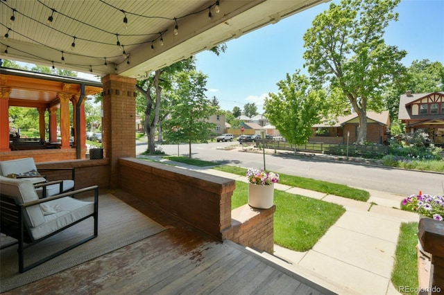 deck with covered porch