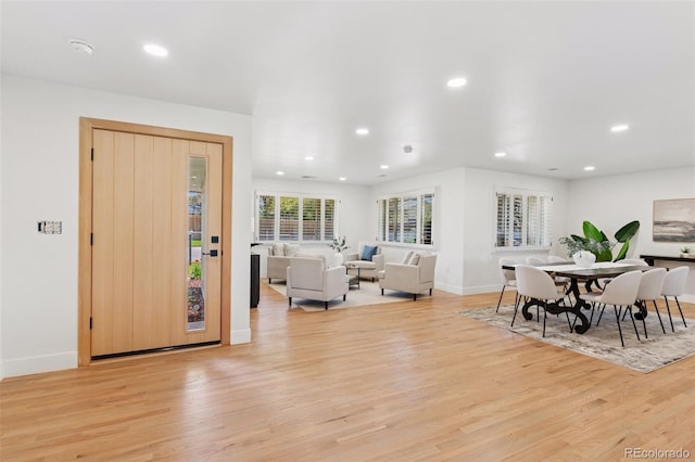 3775 S Forest Way, Denver, CO 80237 - dining area with light wood-type flooring, baseboards, and recessed lighting
