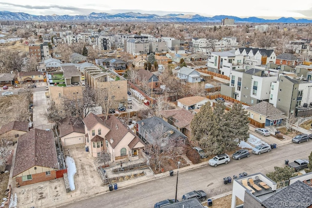 aerial view with a mountain view