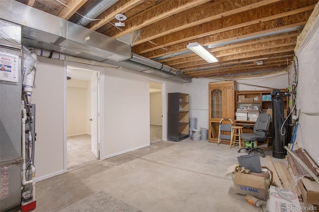 unfinished below grade area with heating unit